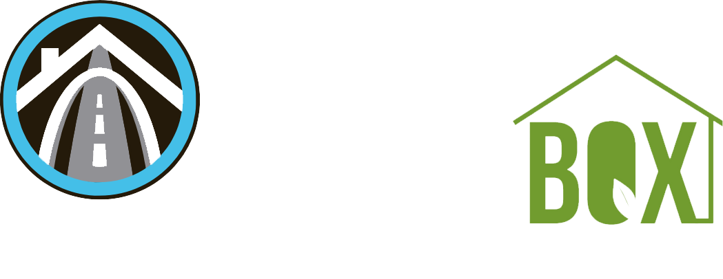 BEK-STL DARK Logos with house, road, green box design