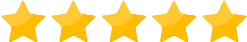 Review-Stars Five gold stars rating icons.