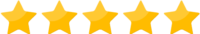 Five gold stars rating icons.